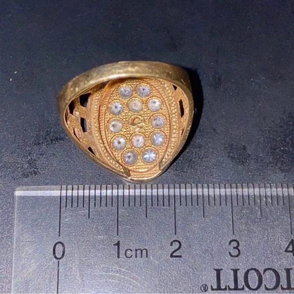 Real 15k Gold Diamond Ring Virgen De Guadalupe Piece Size 10.50 Preowned